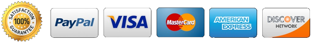 PayPal, Visa, MasterCard, American Express, Discover